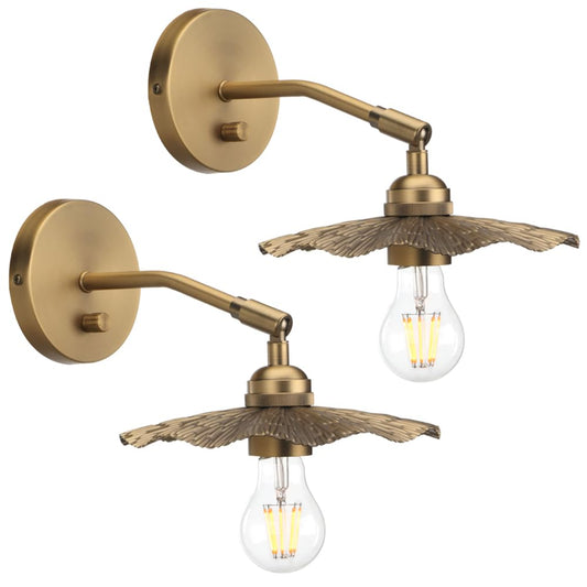Set of 2 Dimmable Wall Sconce Metal Brass Finish for Living Room Study Room