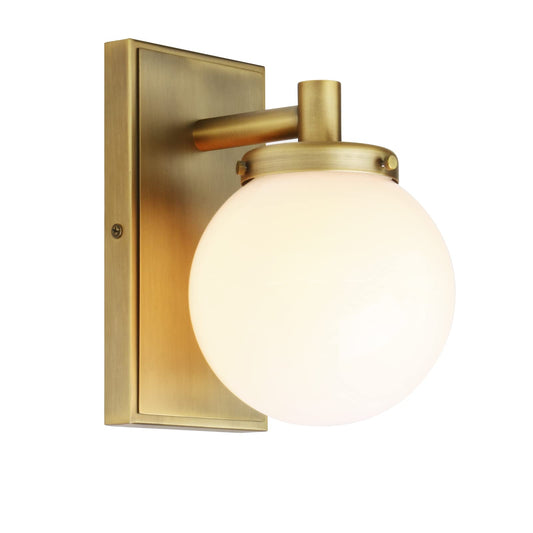 Pathson Vintage Wall Sconce with White Globe Glass, Industrial Bathroom Vanity Light, Indoor Wall Lamp Fixtures for Hallway Kitchen Bedroom