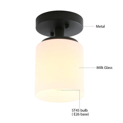 Modern Ceiling Light Fixture with White Glass Shade