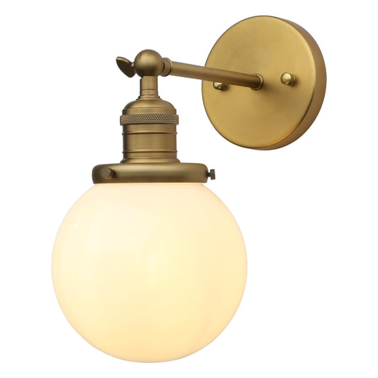 Industrial Vintage Wall Sconce Lighting with Milk White Glass Globe Shade