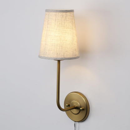 Plug In Fabric Wall Sconce Linen Cloth Shade