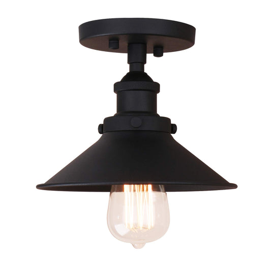 Vintage Ceiling Light, Farmhouse Ceiling Lamp, Matte Black Semi-Flush Mounted Lighting