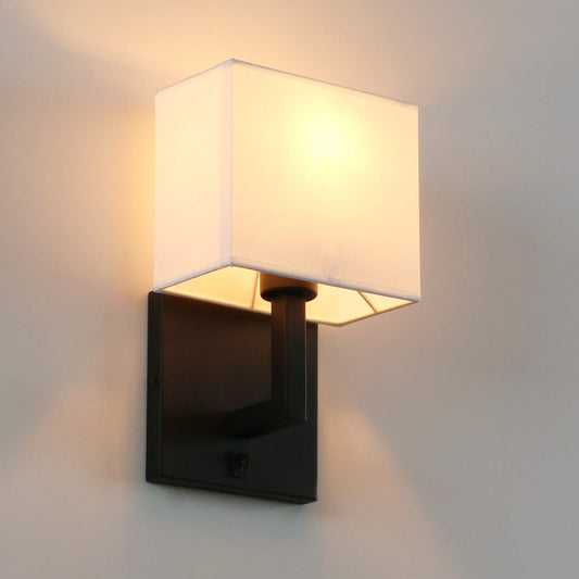 White Textile Shades Modern Nightstand Lamps