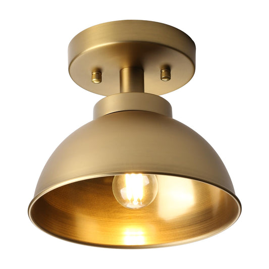 Metal Flush Mounted Ceiling Lighting, Vintage Brass Finish Ceiling Light Fixture