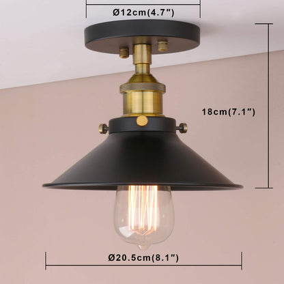 Vintage Ceiling Light, Farmhouse Ceiling Lamp, Matte Black Semi-Flush Mounted Lighting