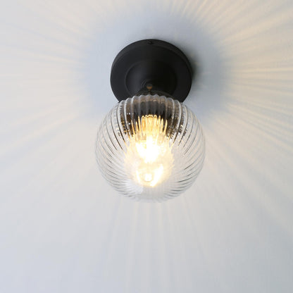 Striped Globe Glass Shade, Industrial Ceiling Lighting Lamp