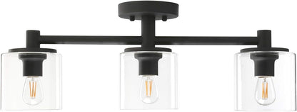 3-Light Semi Flush Mount Ceiling Light, Industrial Pendant Lighting Fixture with Glass Shade