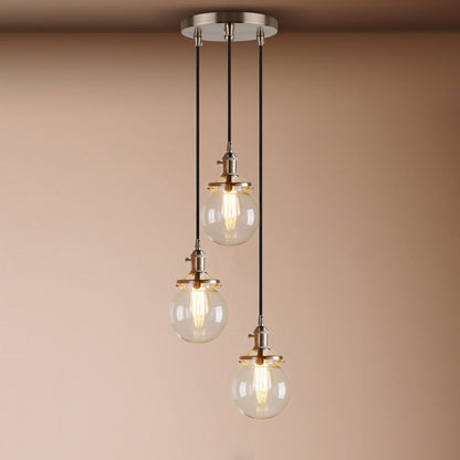 Industrial Island Pendant Lights with Globe Glass
