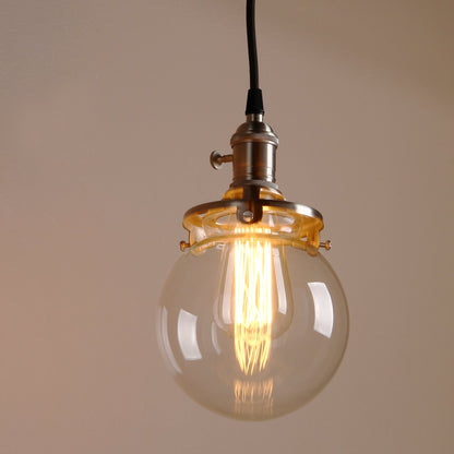 Industrial Island Pendant Lights with Globe Glass