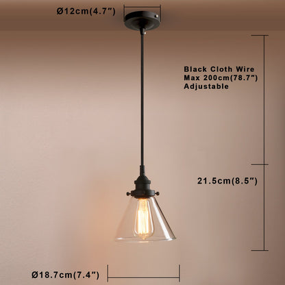Retro Pendant Lighting,Funnel Flared Style and Adjustable Textile Cord