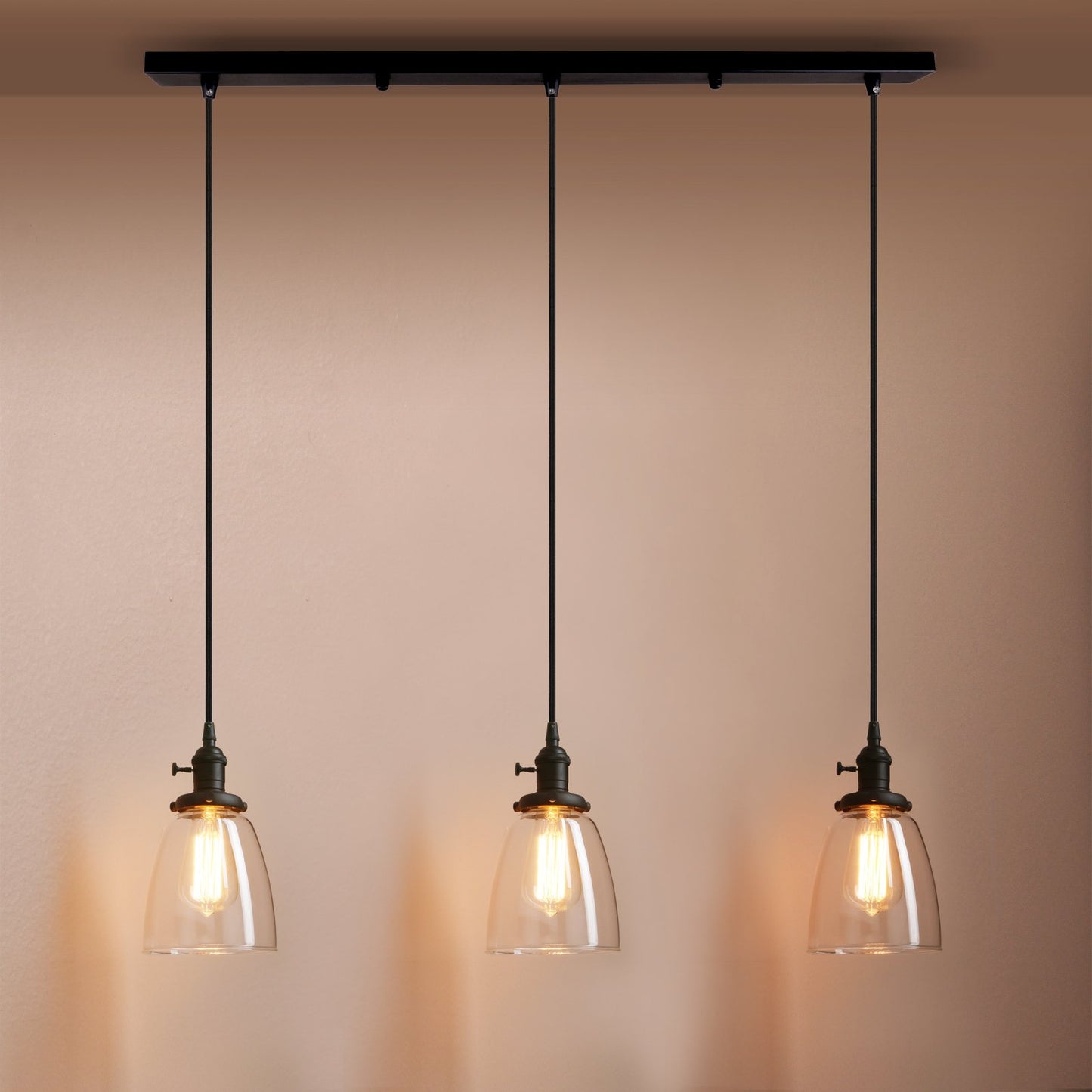 Industrial 3-Light Island Hanging Lamp