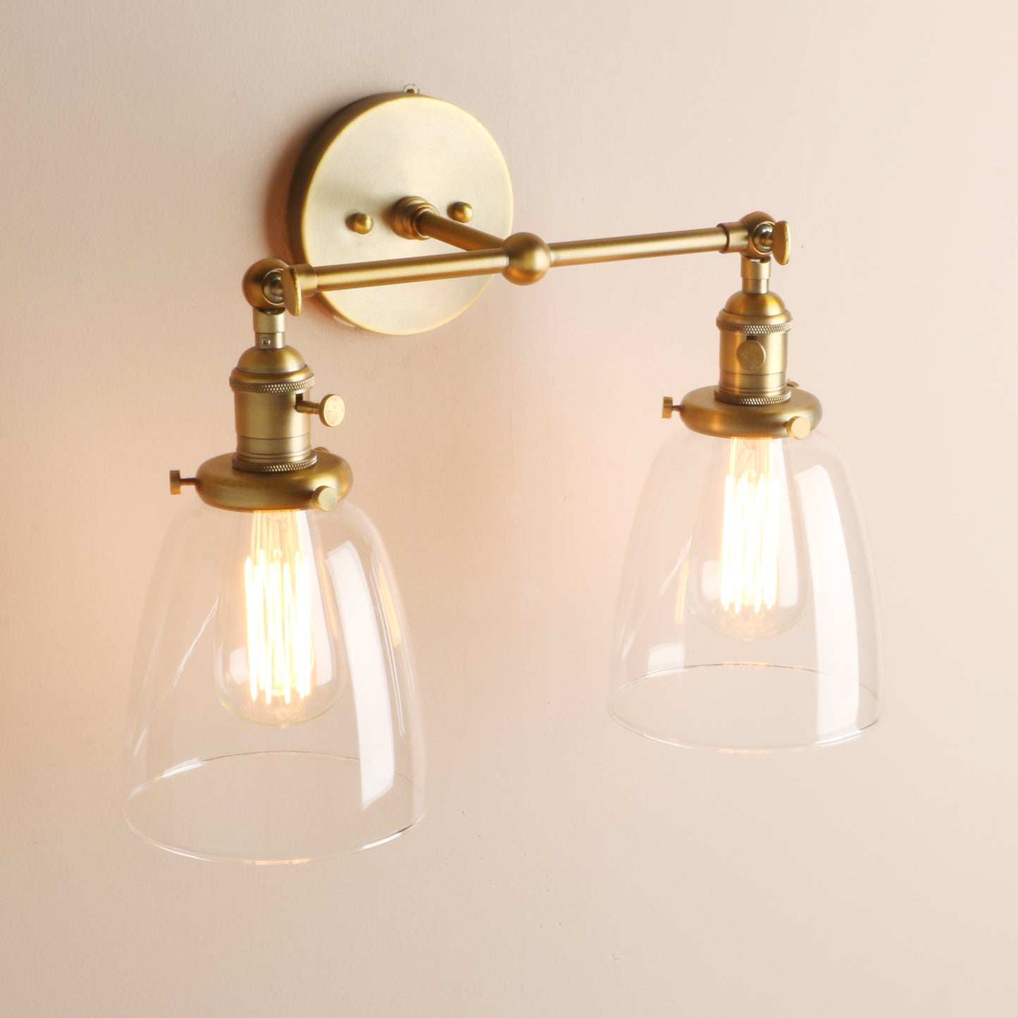 2-Light Industrial Bathroom Wall Light Fixtures Vintage Wall Lamp Lighting