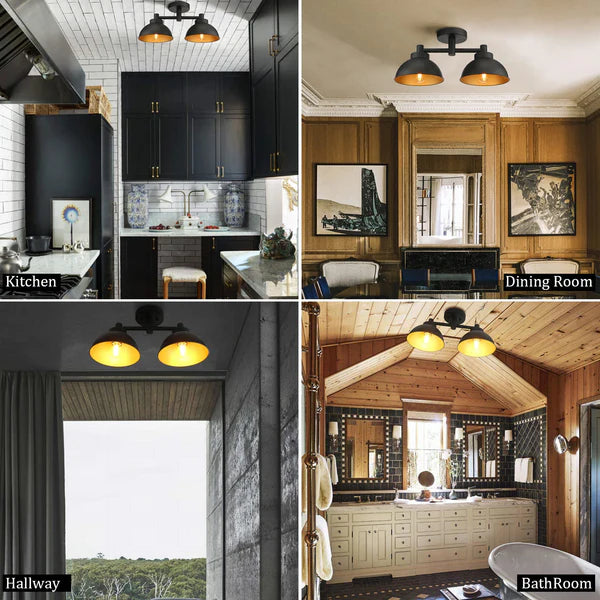 Illuminate Your Home with Pathson 2-Lights Ceiling Light Fixture: Vintage Charm and Modern Elegance