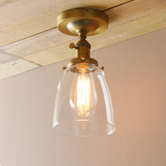 Industrial Vintage Edison Pendant Light Clear Glass Shade Flush Mount Fixture Chandelier