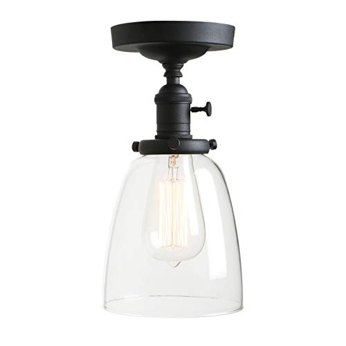 Semi Flush Mount Ceiling Light with Clear Glass 1-Light Pendant Ceiling Lighting