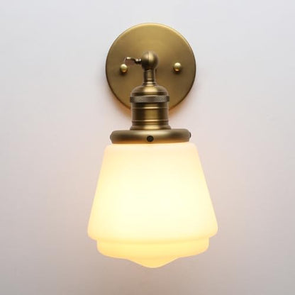 1-Light Vintage Wall Sconce Light Fixture with Milk White Glass Shade, Industrial Indoor Wall Lamp