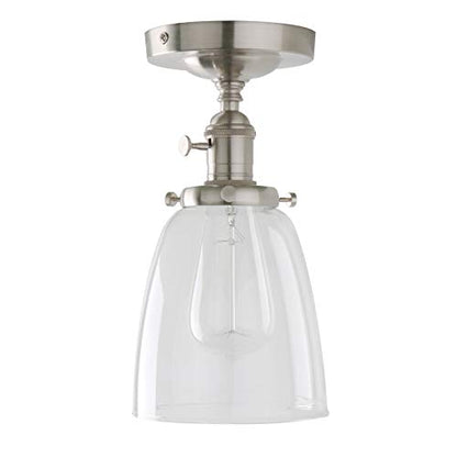 Industrial Vintage Edison Pendant Light Clear Glass Shade Flush Mount Fixture Chandelier