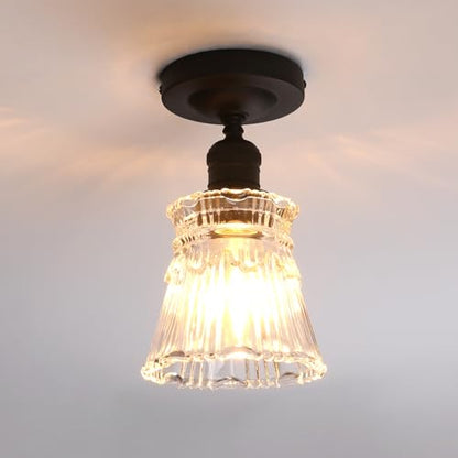 Flush Mounted Ceiling Light with Heavy Handmade Crafts Glass, Modern Hardwired Stripes Ceiling Lamp Lighting