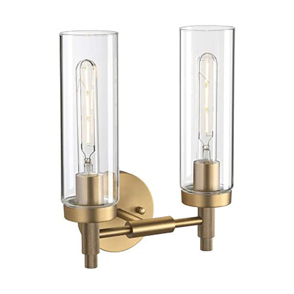 Rustic Industrial Wall Sconce Light with Tubular Clear Glass Lampshade