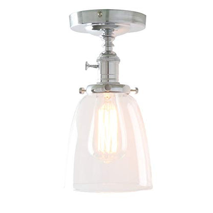 Industrial Vintage Edison Pendant Light Clear Glass Shade Flush Mount Fixture Chandelier