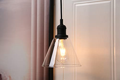 Industrial 3-Light Pendant Light, Adjustable with Clear Glass Shade