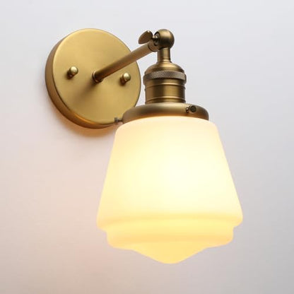 1-Light Vintage Wall Sconce Light Fixture with Milk White Glass Shade, Industrial Indoor Wall Lamp