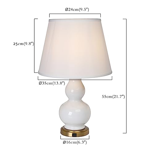 USB Port Ceramic Bedside Nightstand Lamp