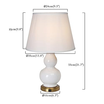 USB Port Ceramic Bedside Nightstand Lamp