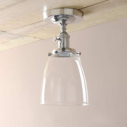 Industrial Vintage Edison Pendant Light Clear Glass Shade Flush Mount Fixture Chandelier