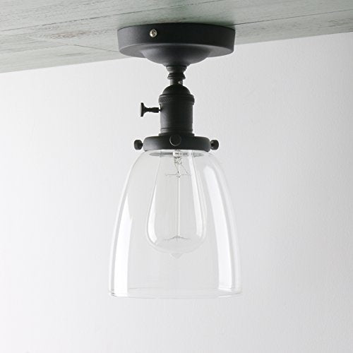 Semi Flush Mount Ceiling Light with Clear Glass 1-Light Pendant Ceiling Lighting