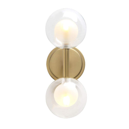 Retro Industrial Wall Light,Straight Pole Transparent 12cm Small Globe Glass Lampshade