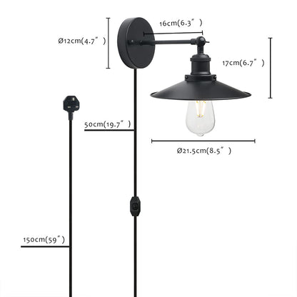 Vintage Industrial Black Plug-in Wall Sconces,Adjustable Bathroom Vanity Lights with Dimmable Switch,Swing Arm