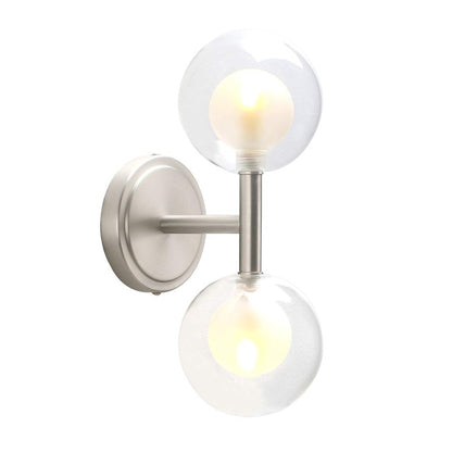 Retro Industrial Wall Light,Straight Pole Transparent 12cm Small Globe Glass Lampshade