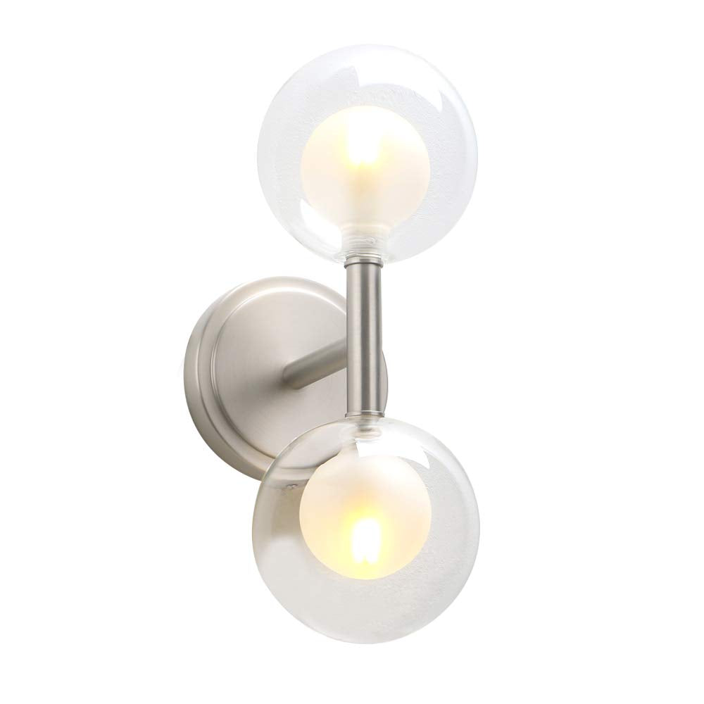 Retro Industrial Wall Light,Straight Pole Transparent 12cm Small Globe Glass Lampshade