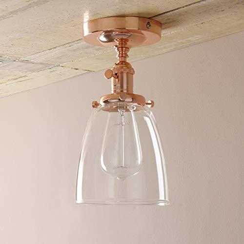 Industrial Vintage Edison Pendant Light Clear Glass Shade Flush Mount Fixture Chandelier