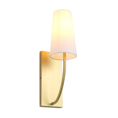 Bedside Modern Retro Wall Sconce, White Long Cone Fabric Textile Lamp Shade