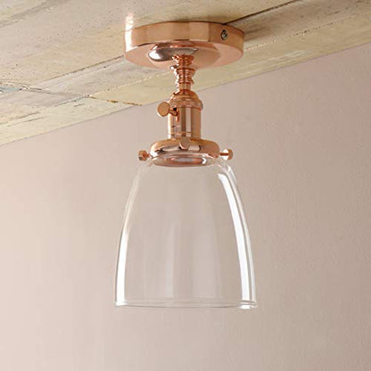 Industrial Vintage Edison Pendant Light Clear Glass Shade Flush Mount Fixture Chandelier