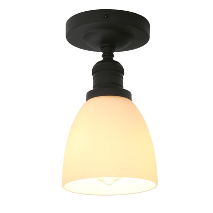 Modern Flush Mounted Ceiling Light with Milk White Glass, Classic Vintage Style Lighting