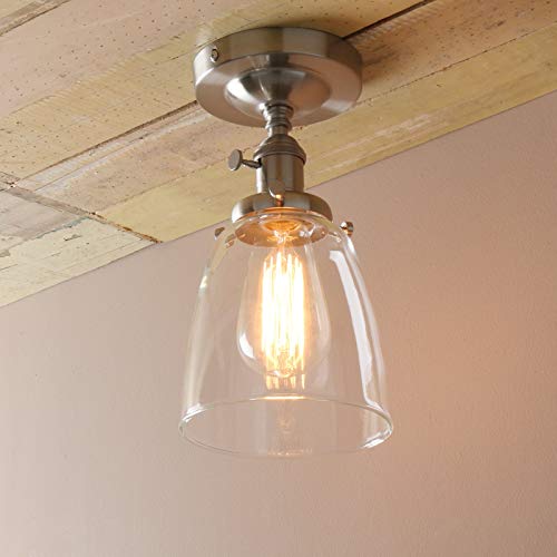 Industrial Vintage Edison Pendant Light Clear Glass Shade Flush Mount Fixture Chandelier