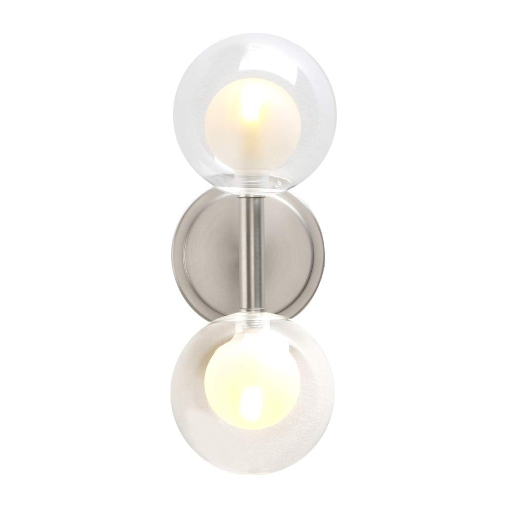 Retro Industrial Wall Light,Straight Pole Transparent 12cm Small Globe Glass Lampshade