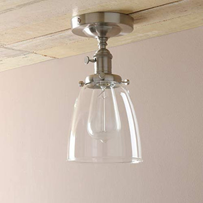 Industrial Vintage Edison Pendant Light Clear Glass Shade Flush Mount Fixture Chandelier