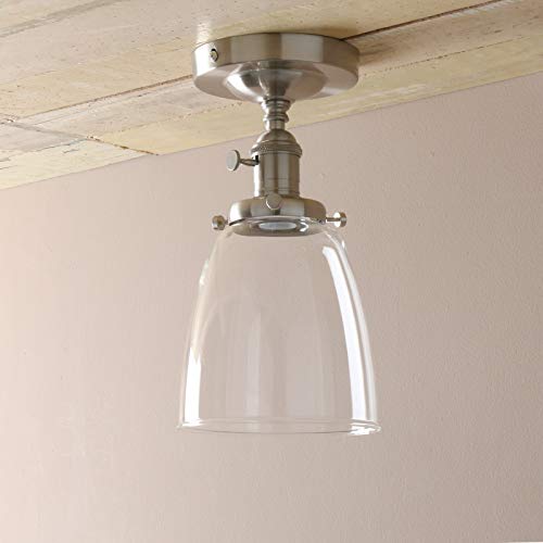 Industrial Vintage Edison Pendant Light Clear Glass Shade Flush Mount Fixture Chandelier