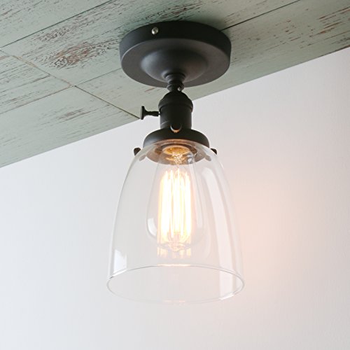 Semi Flush Mount Ceiling Light with Clear Glass 1-Light Pendant Ceiling Lighting