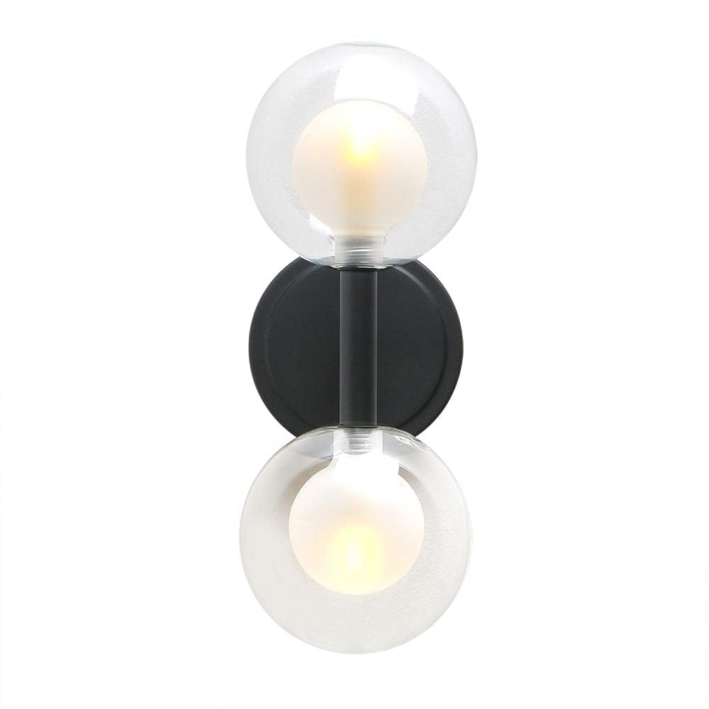 Retro Industrial Wall Light,Straight Pole Transparent 12cm Small Globe Glass Lampshade