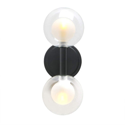 Retro Industrial Wall Light,Straight Pole Transparent 12cm Small Globe Glass Lampshade