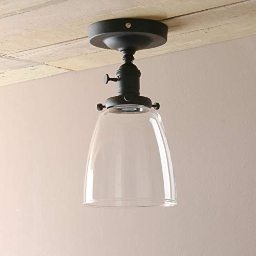 Industrial Vintage Edison Pendant Light Clear Glass Shade Flush Mount Fixture Chandelier