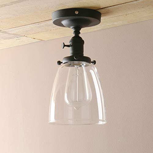 Industrial Vintage Edison Pendant Light Clear Glass Shade Flush Mount Fixture Chandelier