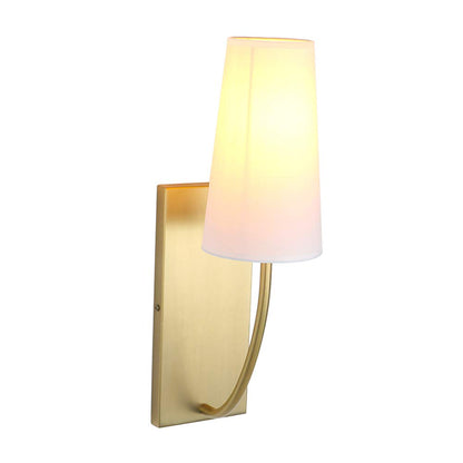 Bedside Modern Retro Wall Sconce, White Long Cone Fabric Textile Lamp Shade