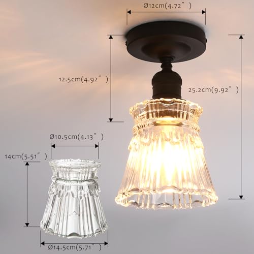 Flush Mounted Ceiling Light with Heavy Handmade Crafts Glass, Modern Hardwired Stripes Ceiling Lamp Lighting