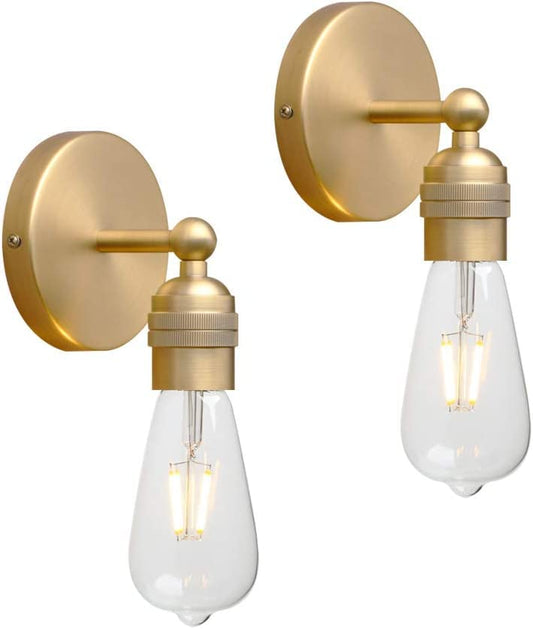 Vintage Industrial Indoor Wall Sconce, 2-Pack Hardwired Minimalist Loft Lamp